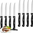 Steak Knives Set of 8, Sharp Triple Rivet Steak Knife Sets, High-Carbon Stainless Steel Serrated Blades, Ergonomic Handles Serrated Steak Knives, Dinner Knife for Kitchen Restaurant, Dishwasher Safe (Silver)