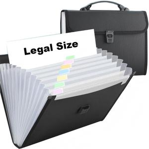 Extra Large Legal Size/Foolscap 12 Pockets Accordion File Organizer with Handle, TRANBO Portable Expanding File Folder, Expandable Plastic Document Organizer for Travel School Office - Black