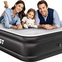 Air Mattress Queen with Built in Pump - 16 Inch Sturdy Blow Up Mattress - 3 Minutes Inflatable Mattress for Home or Camping - Air Bed Max Weight Capacity 660 lbs (Black+gray)