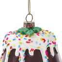 2 x 3D Glass Ornaments for Christmas Tree - Chocolate Cake Christmas Tree Decorations for Xmas Home Decor Outdoor Window Centerpiece