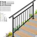 Upgrade Adjustable 5 Steps Handrail, 63"x38" Stair Railing Kit, Railings for Stairs Indoor and outstair, Hand Rails for Porch Railing, Deck Hand Railing, 5 Steps Handrails for Outdoor Steps