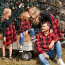 PATPAT Family Matching Outfits Mommy and Me Dresses Matching Set Long Sleeve Plaid Midi Dress and Casual Button Down Shirts (M)