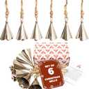 AKATVA Silver Christmas Ornaments Set  Vintage Christmas Decor for Tree  Silver Christmas Bells  Christmas Tree Ornaments for Holiday Season  Rustic Bells Hanging Ornaments  Set of 6 Pieces (6 pcs Cone Shape)