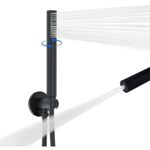 Bathroom Brass High Pressure 2 In 1 Function Handheld Shower Head Sprayer Wand With 79 Inch Hose and Holder, Matte Black