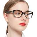 OCCI CHIARI Modern Big Frame Reading Glasses for Women Square Readers(Black 2.0x) 