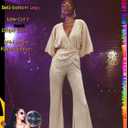 70s Disco Outfit Woman Sequin Jumpsuit Costume Outfits V-Neck for Women with Disco Ball Accessories (Gold, M)