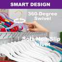 MIZGI White Velvet Hangers 60 Pack,Premium Chrome Clothes Hangers Non-Slip Felt Hangers,Sturdy White Heavy Duty Coat,Durable Suit Hanger for Space Saving, No Flocked Hanger Marks