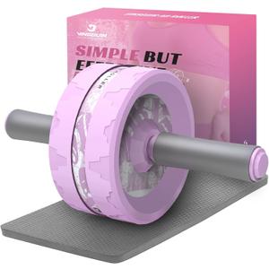 VINSGUIR Ab Roller Wheel, Abs & Core Workout Equipment for Home Gym with Knee Pad Accessories, Abdominal Wheel for Full-body Strength Training (Purple)