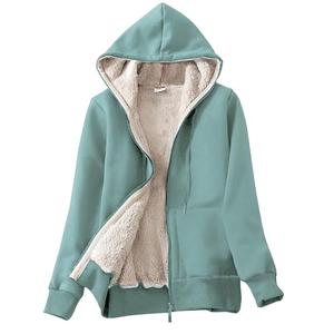 Yeokou Women's Casual Full Zip Up Sherpa Lined Hoodie Sweatshirt Jacket Coat (Green-M)