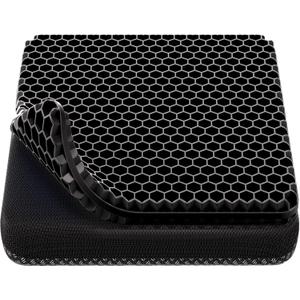 Gel Seat Cushion, Cooling Thick Big Breathable Honeycomb Design Absorbs Pressure Points Seat Cushion with Non-Slip Cover for Office Chair Home Cars Wheelchair
