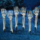 Lodou Skeleton Stakes for Outdoor Yard Halloween Decorations - Realistic Looking Hands, for Lawn Stakes Garden Decoration (6-pack)