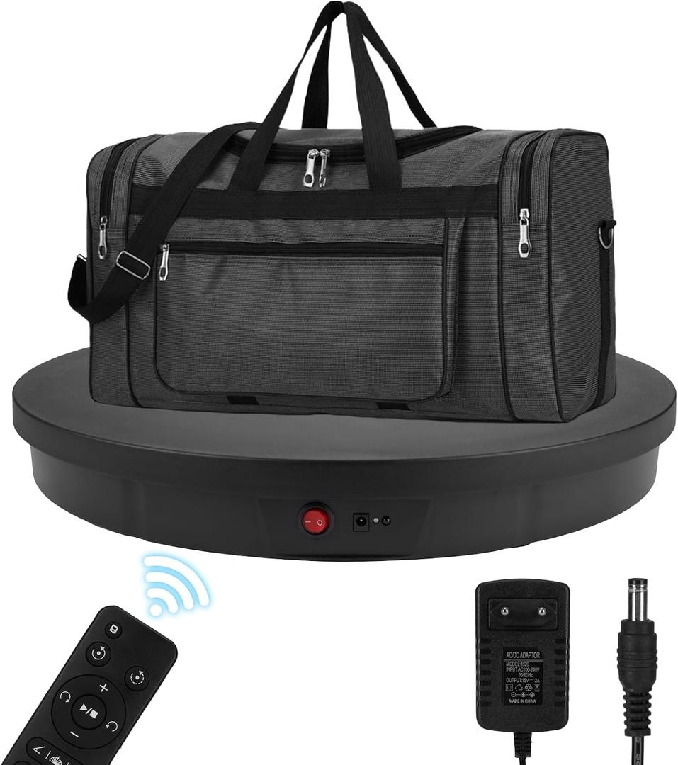 Motorized Rotating Display Stand, 360 Degree Automatic Rotating Display Stand, Angle Speed Adjustabl Turntable for Big Size Products Potography Live Video Show Black/ 20.5inch /330Lbs Load/Wired