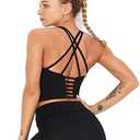 Redqenting Longline Sports Bra for Women with Removable Padded,Sexy Criss Cross Back Strappy Yoga Bras Workout Tank Tops Medium