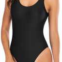 Leoparts Women's Retro 80s/90s High Cut Low Back One Piece Swimsuits Bathing Suits, XL