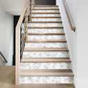 15Pcs Leather Textured Vinyl Peel and Stick Stair Riser Decals, Self-Adhesive Staircase Riser Stickers, Sketch Floral with White Background, 39.37"x7.09"
