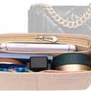 Lckaey Purse Organizer Insert for 19 Flap Bag Large bag Organizer with Side Zipper Pocket 1016beige-M