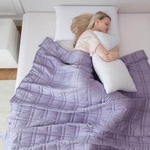 NUSHE Reinforced Stitch Luxury Cooling Weighted Blanket with 100% 300TC Viscose, Derived from Bamboo – Queen Size Premium 7 Layer Cooling Weighted Blankets, Purple