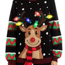 JOYIN Ugly Christmas Sweater Women Men Couples, LED Light Up Ugly Christmas Sweater Kids 2025 Reindeer(Black M)
