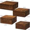 Vintage Brown Square Wooden Cake Stands For Display,Set Of 4 Wood Cupcake Stands Risers, 12 Inches Rustic Wood Crates For Wedding Cake Display, (Vintage Brown)