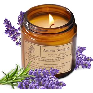 Organic Lavender Candles - Non Toxic Soy Candles for Home, Stress Relief & Meditation (7oz)