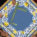 Blue and Yellow Mediterranean Lemon Mahjong Mat 31.5x31.5 Inch