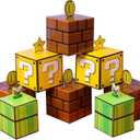 SUYEPER Super Theme Water Pipe Question Brick Treat Boxes Snack Goody Cardboard Bag Birthday Party Favors Decorations Gift Wrap Boxes (12PCS)