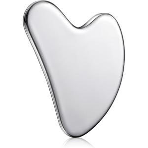 Nuanchu Stainless Steel Gua Sha Facial Tools Metal Guasha Tool for Face Body Jawline Shaper, Double Chin Reducer, Puffiness Reducing, Lymphatic Drainage Massager Skin Care Gift with Pouch(Silver)