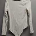 SUUKSESS Women Backless Y2k Long Sleeve Bodysuit Double Lined Open Back Sexy Basic Top, S, Pearl