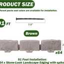 Landscape Edging Faux Stone Garden Edging Border with Anchoring Spikes,2.75 in Tall Decorative Stone-Look Garden Border for Flower Bed Edging,Lawn,Landscaped Yard,Trees and Gardens,91FT,Brown