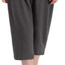 Latuza Women's Cotton Capri Pants Sleep Capris (Gray, XL)