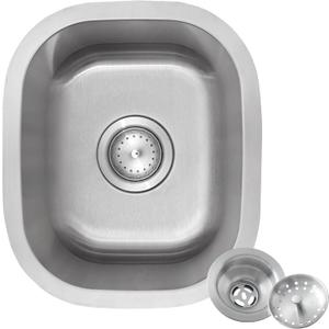 Bar Sink, 1512 Undermount Sink, Stainless Steel, Small, RV and Outdoor Sink With Kitchen Sink Drain Assembly (14.96 x 12.6)