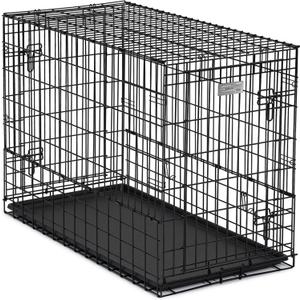 MidWest Homes for Pets Solutions Series Large Side-by-Side SUV Dog Crate, Double Door Folding Metal Cage Designed to Fit in SUVs & Vans, for Dogs up to 90 Lbs (42.5"L x 21.3"W x 30.3"H, Black)