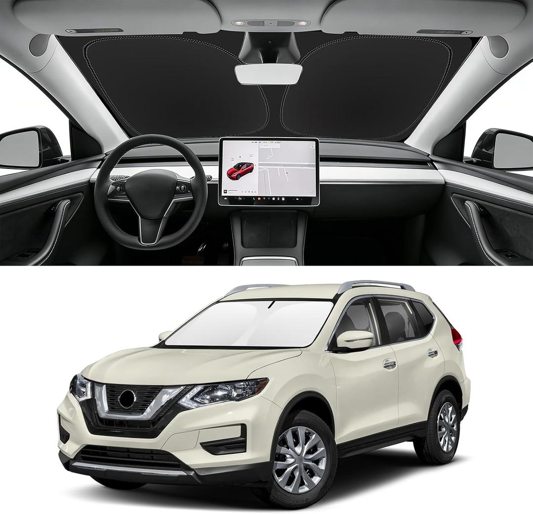 Custom Fit Windshield Sun Shade for Nissan Rogue 2014-2020, Blocks UV & Heat, Front Window Sunshade Accessories, Easy Fold & Store Keep Your Car Cooler for 2014-2020 Nissan Rogue