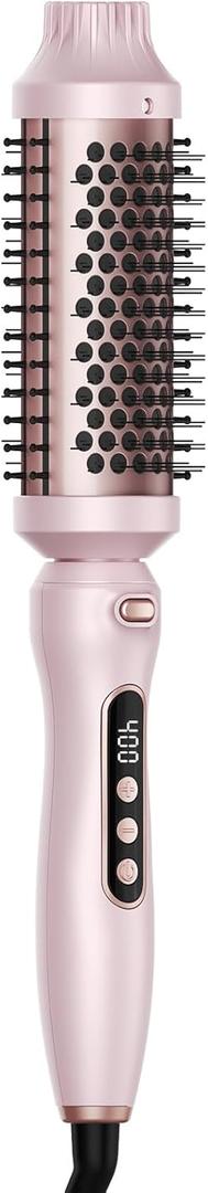Thermal Brush, 1.7 Inch Heated Round Brush for Women, Dual Voltage Negative Ion Hot Brushes Styler for Blowout Look, Curling & Volumizing & Straightener for Dry Hair (Pink)