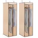 STORAGE MANIAC 2-Pack Hanging Garment Bag Zipper Cover with Sealed Clear Window, Long Garment Cover for Closet Storage Wardrobe Clothes Protector, Large Garment Storage Bag for Dresses,Suits, Beige