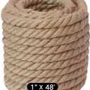 48 feet 1Inch Thick Manila Rope, JANNO Natural Twisted Hemp Rope for Tug War Home Garden Decorating, Hammock, Railings, Landscaping, Boat Fixing, Packing, DIY Arts Crafts, Cat Scratching Post and More