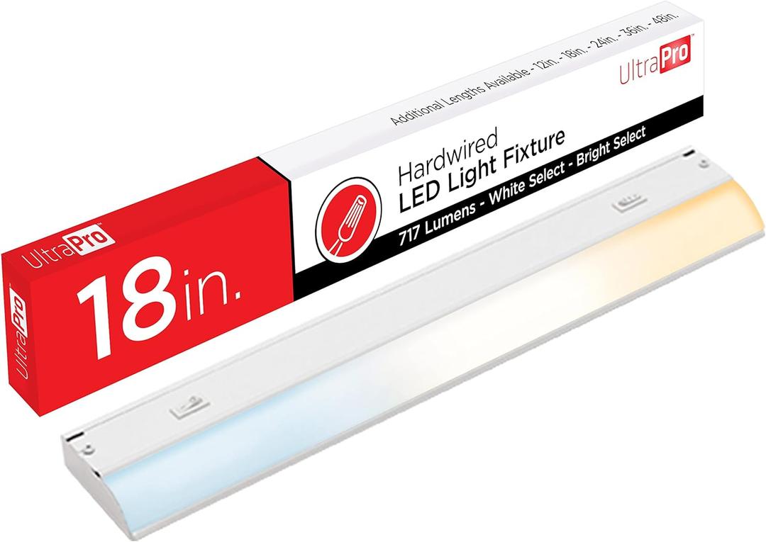 UltraPro 18 inch Hardwired Under Cabinet Lights, 3 Color Settings - 2700K/4000K/5000K - Warm White, Cool White, and Daylight, Under Cabinet Lighting, Dimmable Under Counter Lights for Kitchen, 45367