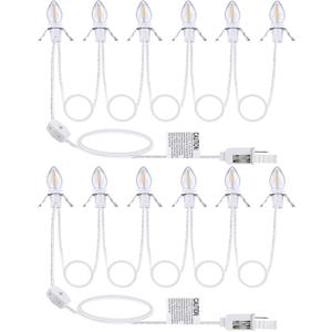 Christmas Village Light Accessory Cord with 6 LED Bulb, 11.5 ft C7 LED Lamp with Dual Fuse and On/Off Switch Plugs for Christmas Village House Crafts Pumpkin Lights(2 Pack)