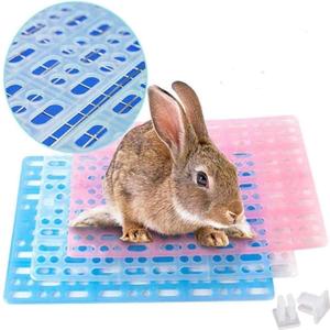 Hamiledyi Rabbit Feet Pad Hole Leak Water Design for Plastic Bunny Cage Mat Foot Resting Pads (1 Pink +1 White +1 Blue)