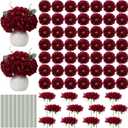 Suncalla 50 Pcs 5.5 Inches Peonies Artificial Flowers with Wire Branch Silk Realistic Blooming Fake Peonies Rose Bouquets for Wedding Table Centerpiece DIY Craft Party Home Decor (Burgundy)