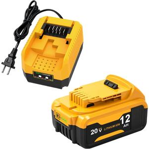 12Ah Battery Replacement for Dewalt 20v Battery with DCB112 Battery Charger Station(Yellow)
