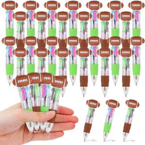 CZWZ 30Pcs Mini Multicolor Pens in One 4-in-1 Cute Pens Bulk, Ballpoint Pen for Birthdays and Parties, Fun Gifts Assorted Ink Kawaii Pen(Football)