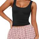 PINKMSTYLE Womens Basic Square Neck Tank Tops Cute Double Lined Sleeveless Tops Summer Outfits (X-Large, Black)