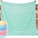 Widdonen Giant Turkish Beach Towel Blanket 85x75 Cotton XXL Extra Large Oversided Bath Pool Blankets XL Huge Bed Sand Free Throw Towels Picnic Outdoor Big Quilt Necessities Cloud Gifts for Adult Aqua
