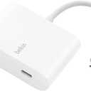 Belkin USB C Splitter - Dual Port Hub - 1 x USB-C 3.2 Gen2 Port & 1 x 100W PD Port - Simultaneous Data Transfer & iPhone Charger Fast Charging - Apple iPhone 17, iPad, Nintendo Switch 2 & More - White