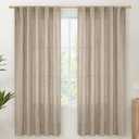 YoungsTex Oatmeal Burlap Linen Curtains 72 Inches Long for Living Room, Semi Sheer Drapes Light Filtering with Back Tab Rod Pocket for Office Bedroom Window, 2 Panels, 42 X 72 Inch
