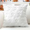 6 x OTOSTAR Set of 1 Ghost Pillow Cover Halloween Throw Pillow Covers for Sofa Couch Bed Living Room Soft Plush Short Wool Velvet Farmhouse Pillowcase for Thanksgiving Pure White 18x18 Inch