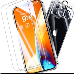 Pack Of 2 Opxyl Diamond Clear for iPhone 14 Case with 2X Screen Protector + 2X Camera Lens Protector, [Not Yellowing][Military-Grade Protection] Slim Thin Shockproof Phone Case for iPhone 14, Clear