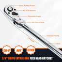 Matework 3/8" Drive Flex Head Ratchet Wrench, 17-Inch 90-Tooth Long Handle Ratchet with Quick Release and Reversible Switch, CR-V Steel, 180° Swivel Head Ratchet for Automotive, Home and DIY Repair