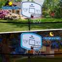 Large Solar Trampoline Basketball Hoop with Lights, 28.2"x19.7" Backboard, Fits Diameter 25mm-32mm Straight & Curved Pole, Universal Trampoline Basketball Hoop Attachment with Ball & Pump for Outdoor
